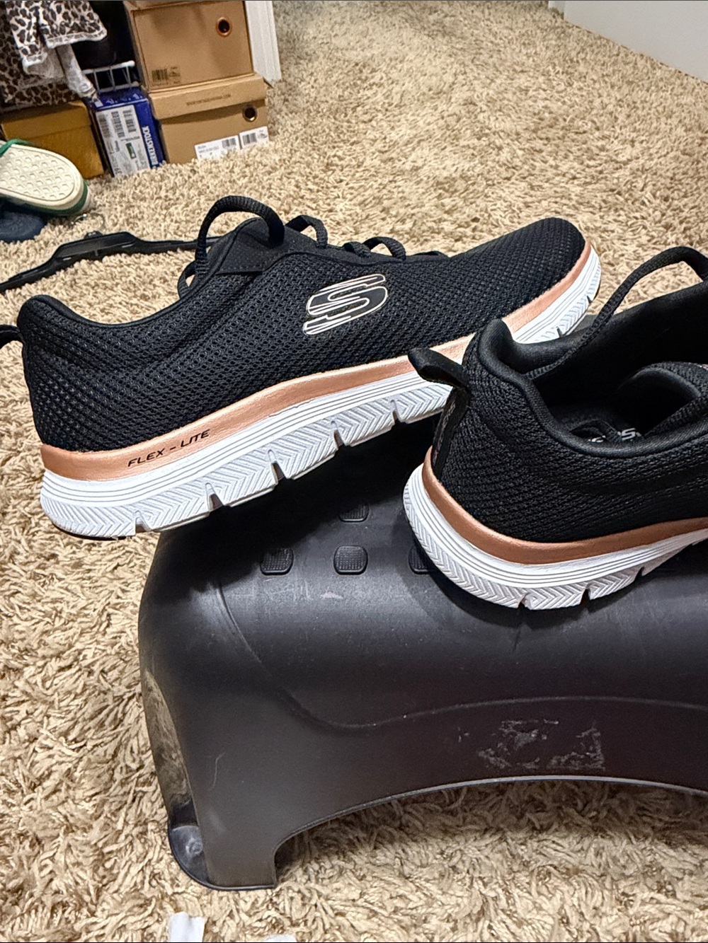 Skechers Black Sneakers with Rose Gold Trim